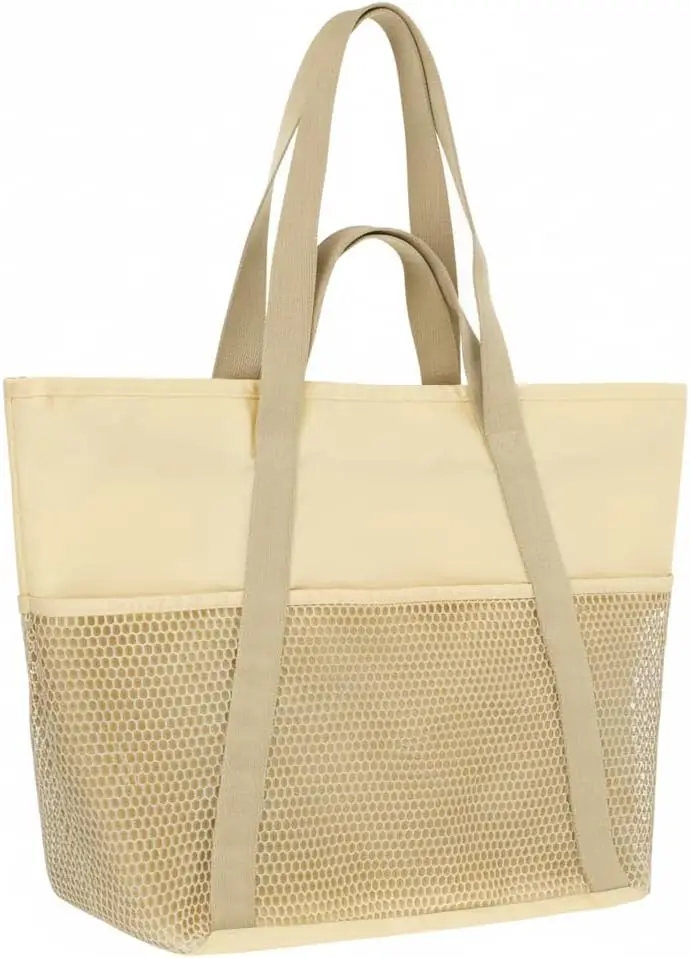 Waterproof Beach Bags for Women - Machine Washable Travel Tote with Zipper, Cruise Swim Vacation Essentials