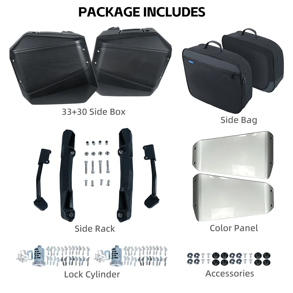Quick Install/Remove Motorcycle Side Luggage Boxes for Honda NT1100, Plastic Cases Compatible with OEM Key, Kufry Boczne