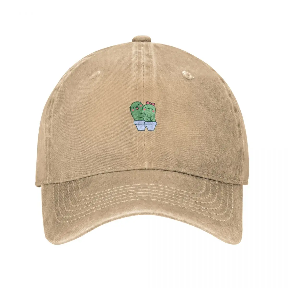 Cute_Kawaii_Sweet_Cactus_Couple Best-Selling Adult Denim Baseball Cap - Premium Distressed Style