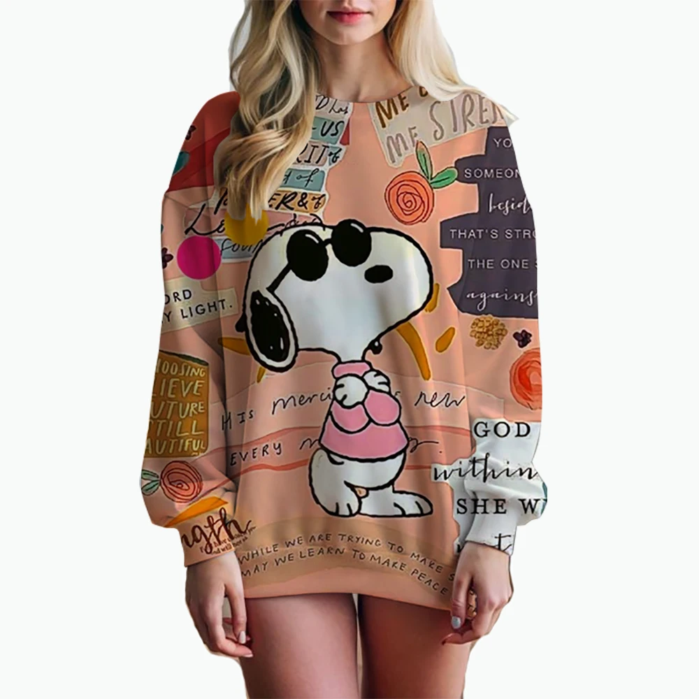 Woman\'s Hoodie New Autumn/Winter Fashion Y2K Snoopy cartoon print Sweatshirts Round Neck Coat Loose Long Sleeve Hatless Hoodie