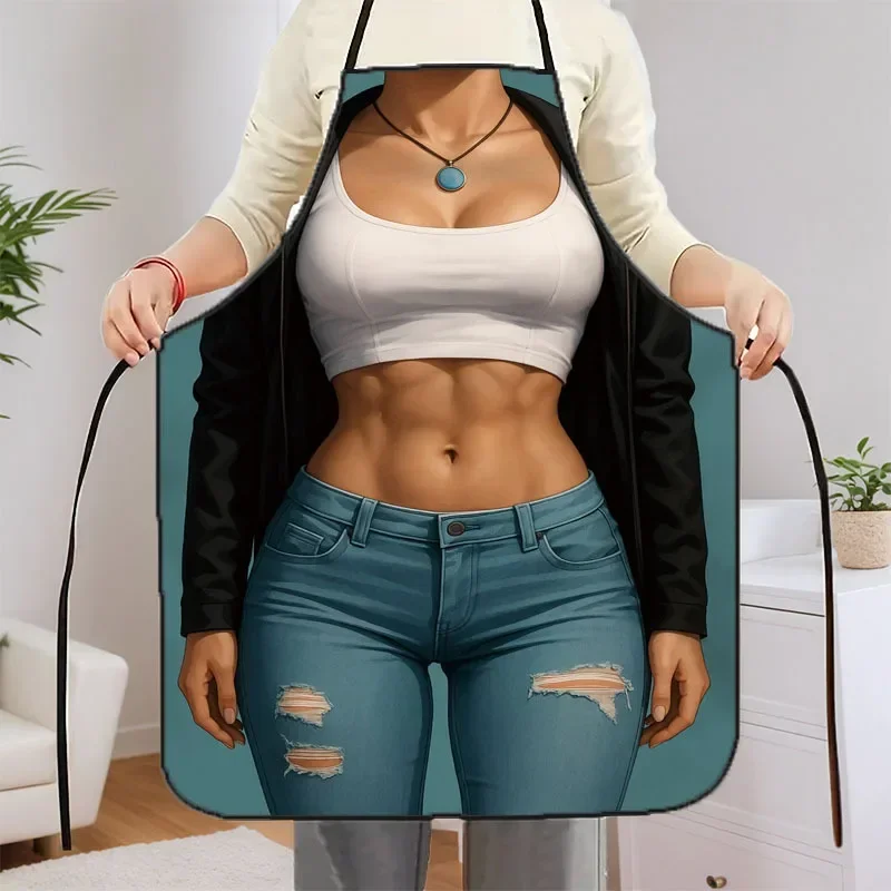 One Piece Fashionable Ripped Denim Apron Retro Design Unisex Suitable For Crafting Baking Painting Cleaning Cooking