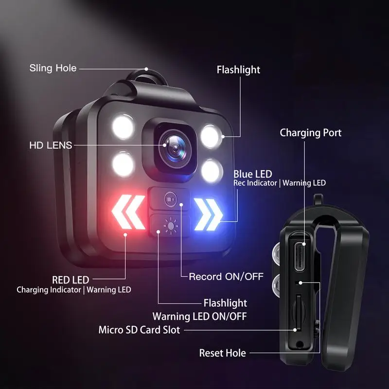 Mini Body Camera Video Recorder Sports Night Vision 1080P HD Camera Recorder For Home Outdoor Law Enforcement Security Guard