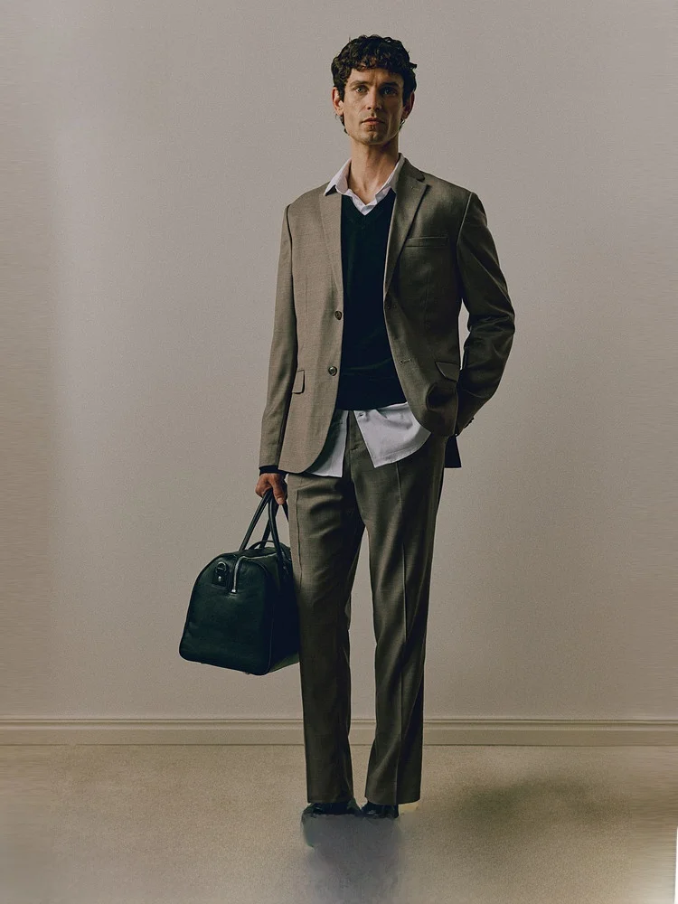 

H&M Men's Tailored Pants Autumn Season Long Trousers Polyester Fiber 70% Viscose Fiber 28% Spandex Fiber 2% Basic Sle