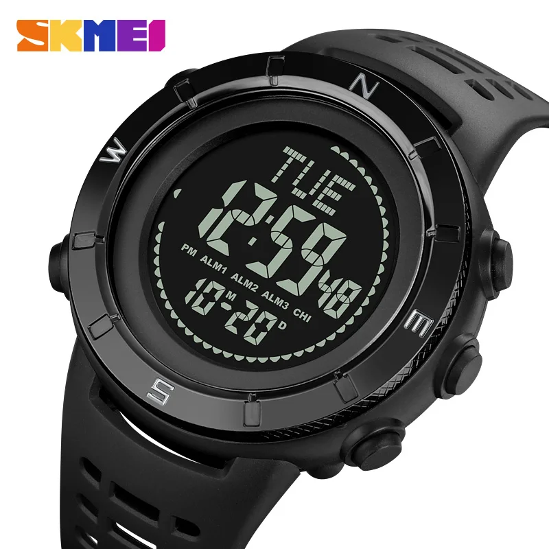 SKMEI Relogios Masculino Fashion Man Digital Sport Watches Mens Outdoor Compass World Time Countdown Wristwatch 5Bar Waterproof