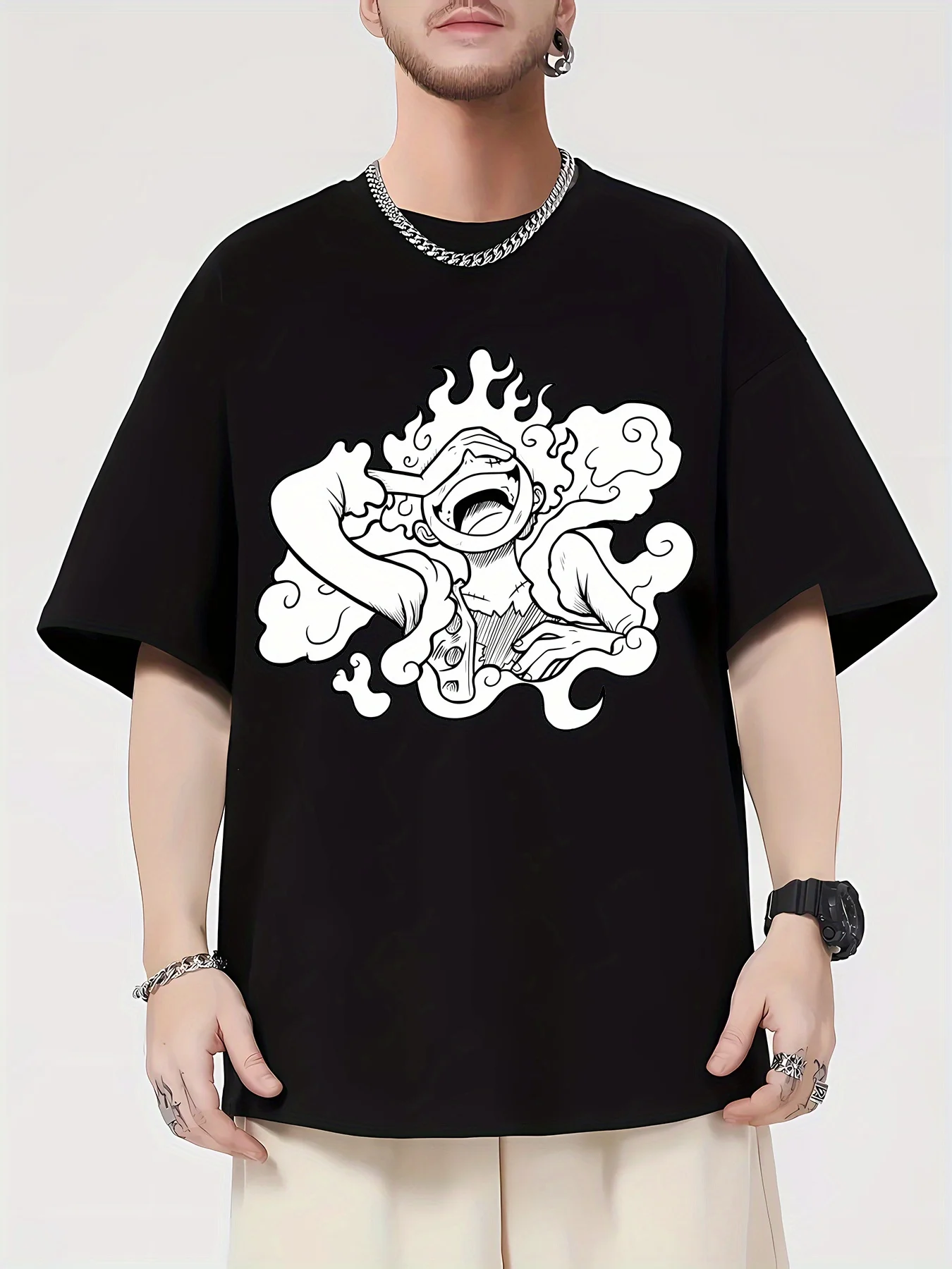 

Nika Luffy Gear5 Аниме ONE PIECE Harajuku Летняя футболка Мужская Фитнес Негабаритные Винтажные Уличные Женские Повседневные Свободные Короткие Рукава