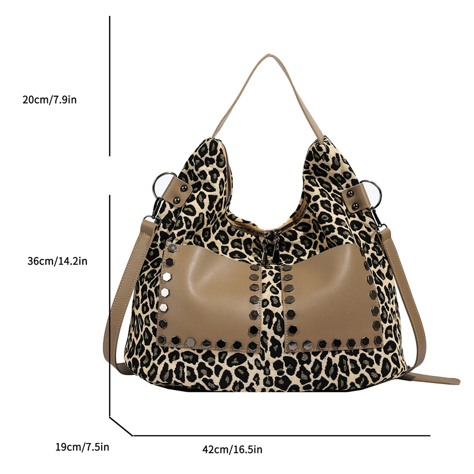 Luxury Leopard Tote Bags Shoulder Crossbody Bags for Women Designer Female Shopper Handbag Ladies Large Capacity Messenger Sac