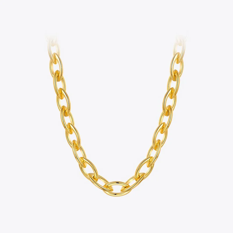 

ENFASHION Vintage Oval Chain Necklace For Women Gold Color Choker Necklaces Stainless Steel 2020 Fashion Jewelry Collier P203185