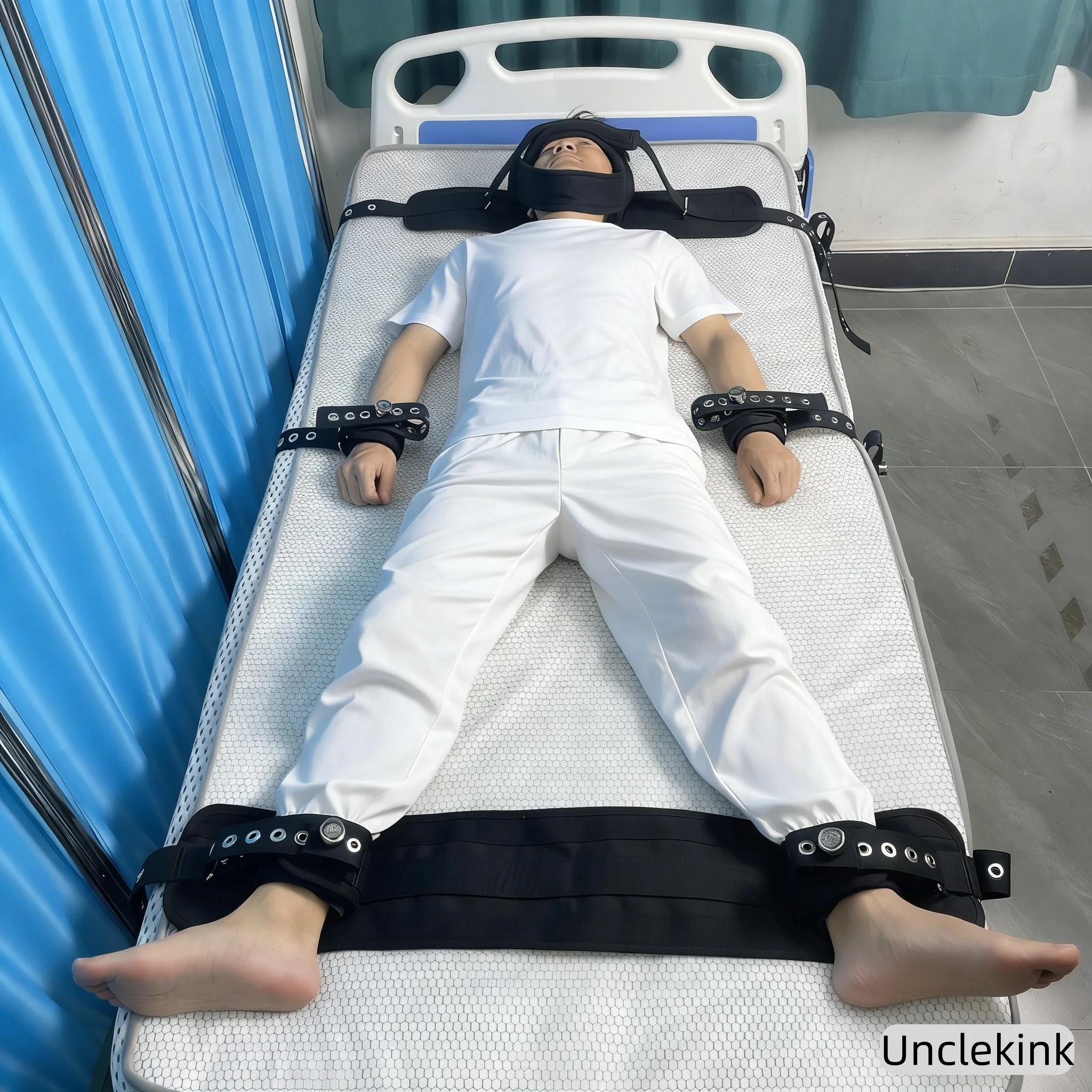 Head Wrist Ankle Restraint Set with Magnetic Lock Bed Fixing Strap Body Position Belt Medical Belt for Patient Agitated Care