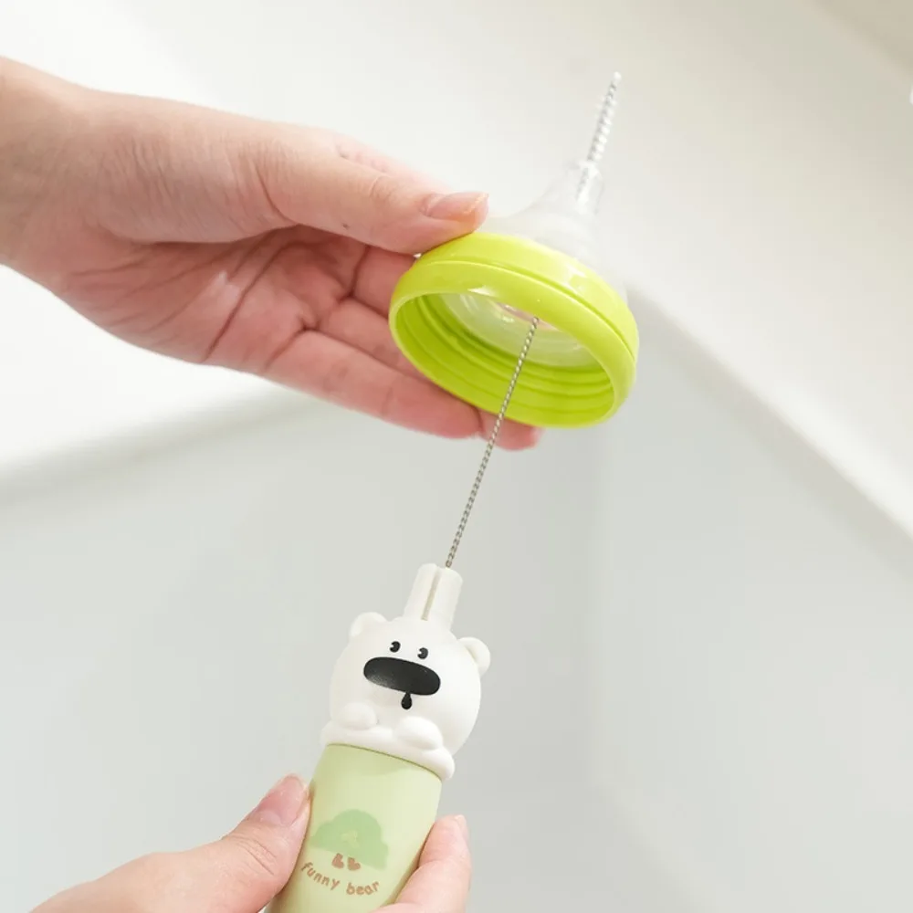 

Cute ABS Bottle Cleaning Brush Set TPR PC Pacifier Straw Scrubber Nylon Cartoon Bear Baby Nipple Brush Kit Outdoor