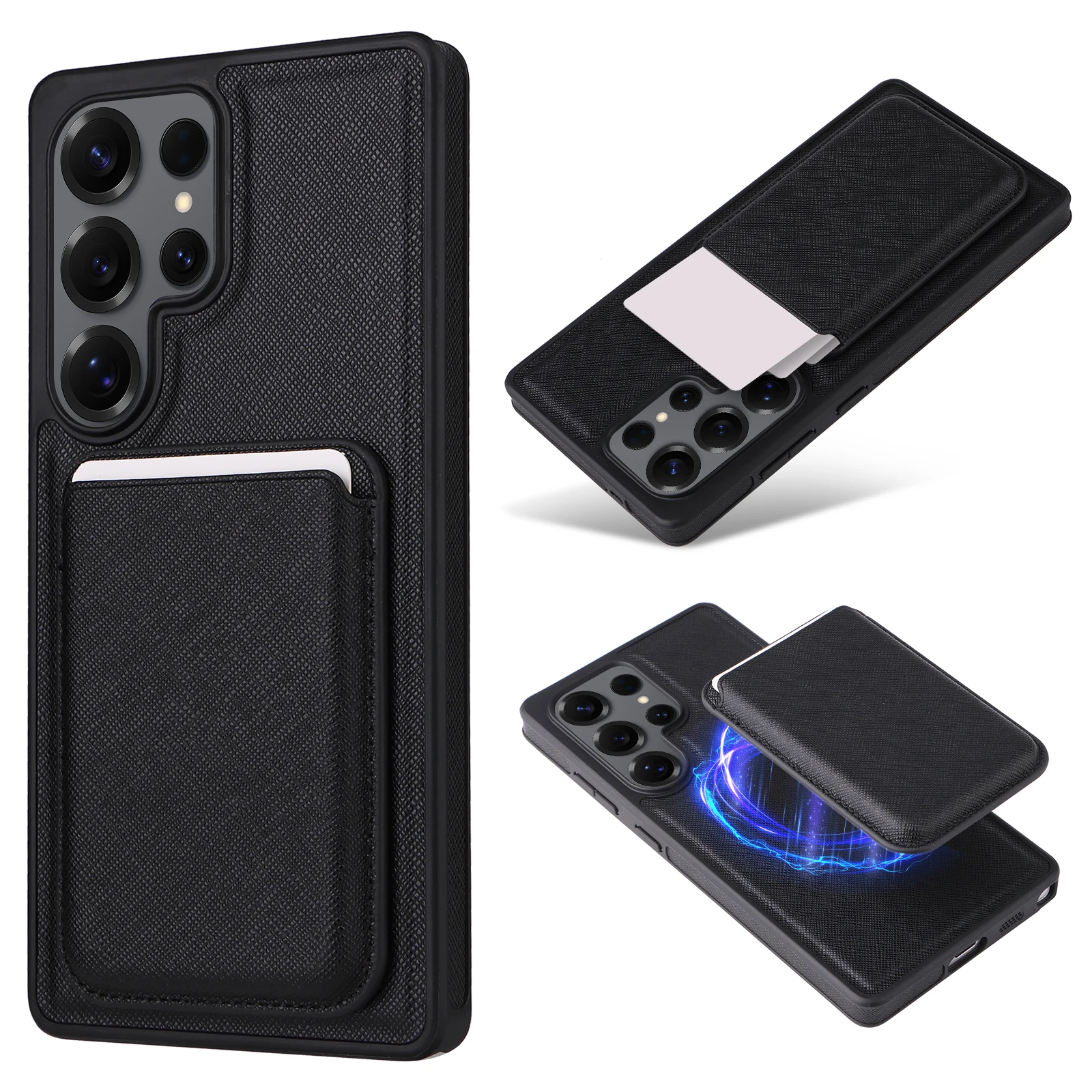 

Case for Samsung Galaxy S25Ultra/S24Ultra/S23Ultra/S25Plus/S25 Saffiano Business Minimalist Magsafe Card Holder Wallet Case