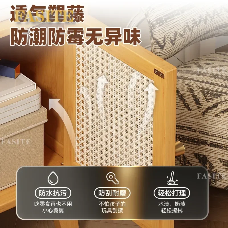 For Bedroom Bedside Table Light Luxury High End Simple Plastic Rattan Sorting Storage Rack Nightstand Organizer Shelf