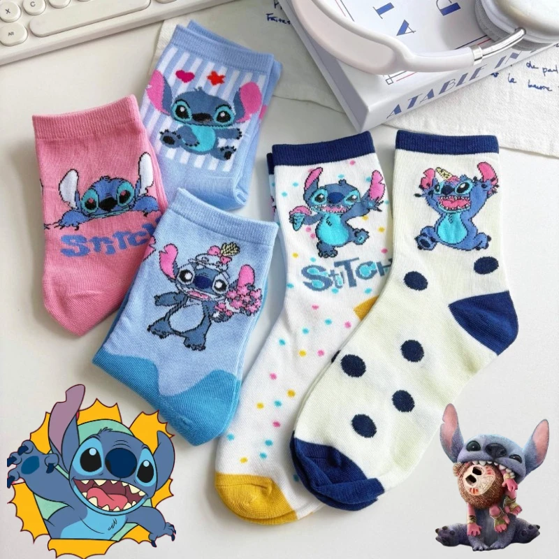 

Disney Stitch Mid-calf Socks Cartoon Breathable Comfortable Sweat High-Quality Casual Socks Sports Absorbing Cute Non-Slip Socks