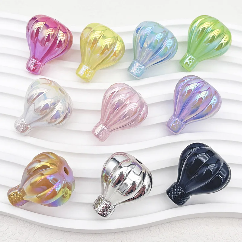 2/5/10pcs UV plated color vertical hole hot air balloon beads hand-painted base DIY mobile phone chain keychain material accesso