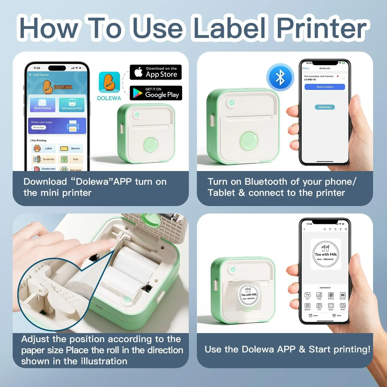 New D5 Label Printer Inkless Thermal Label Maker 12-57mm Paper Adjustable Sticker Pocket Mini Printer for Code Tag Journal