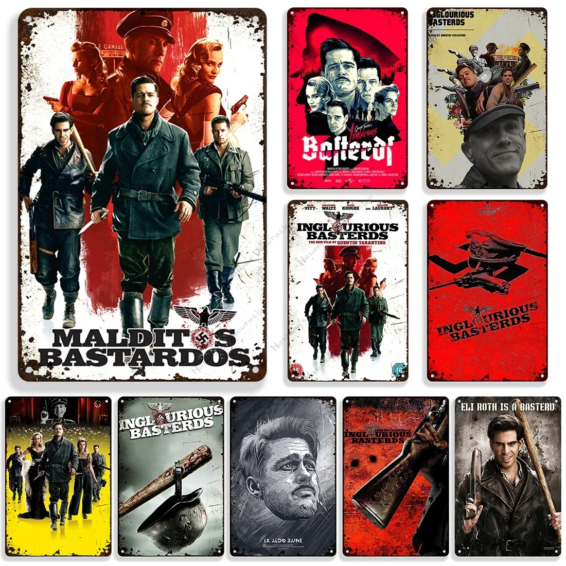 2009 Classic Movie Inglourious Basterds Retro Poster Metal Tin Sign Wall Plate Rusty Metal Signs Home Bar Club Wall Decor Signs