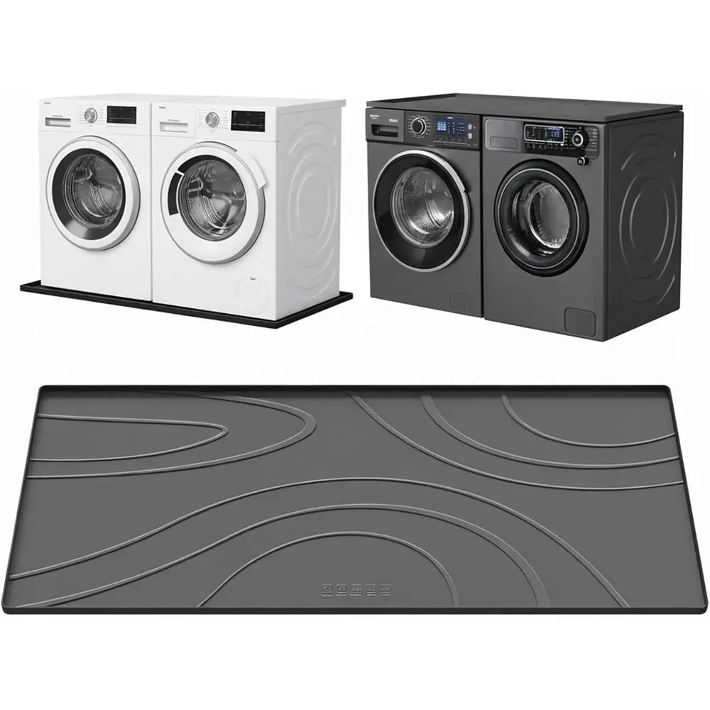 

54x26.5 Inch Silicone Drain Pan Mat - Non-Slip Waterproof Washer Drip Tray for Laundry Room Protection