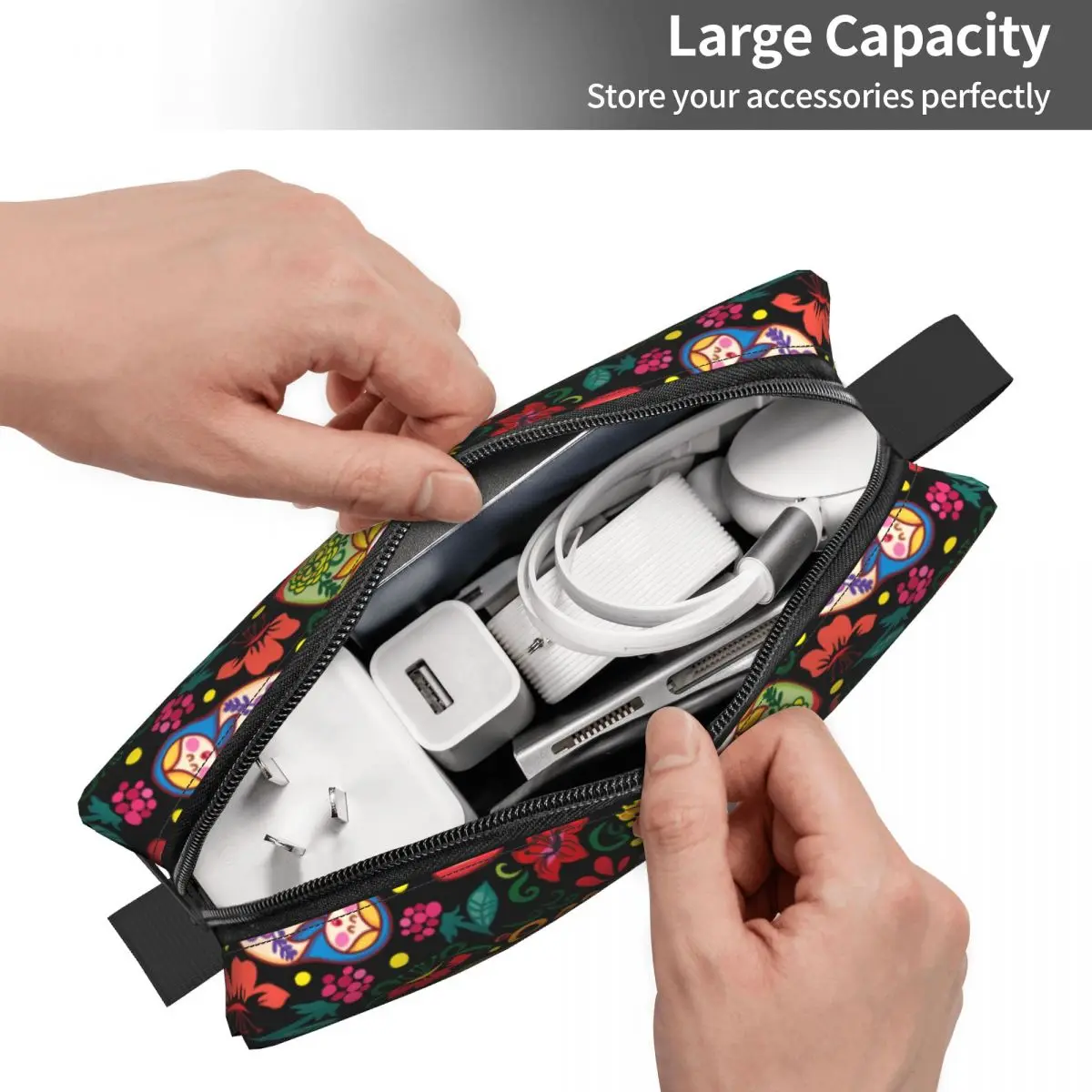 Custom Babushka Matryoshka Russian Doll Travel Cosmetic Bag for Women Makeup Toiletry Organizer Lady Beauty Storage Dopp Kit