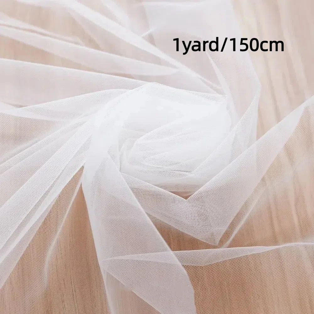 New 1yard/150cm Soft Mesh Fabric Encrypt Solid Color Lace Mesh Yarn DIY Skirt Fabrics Wedding Decorations