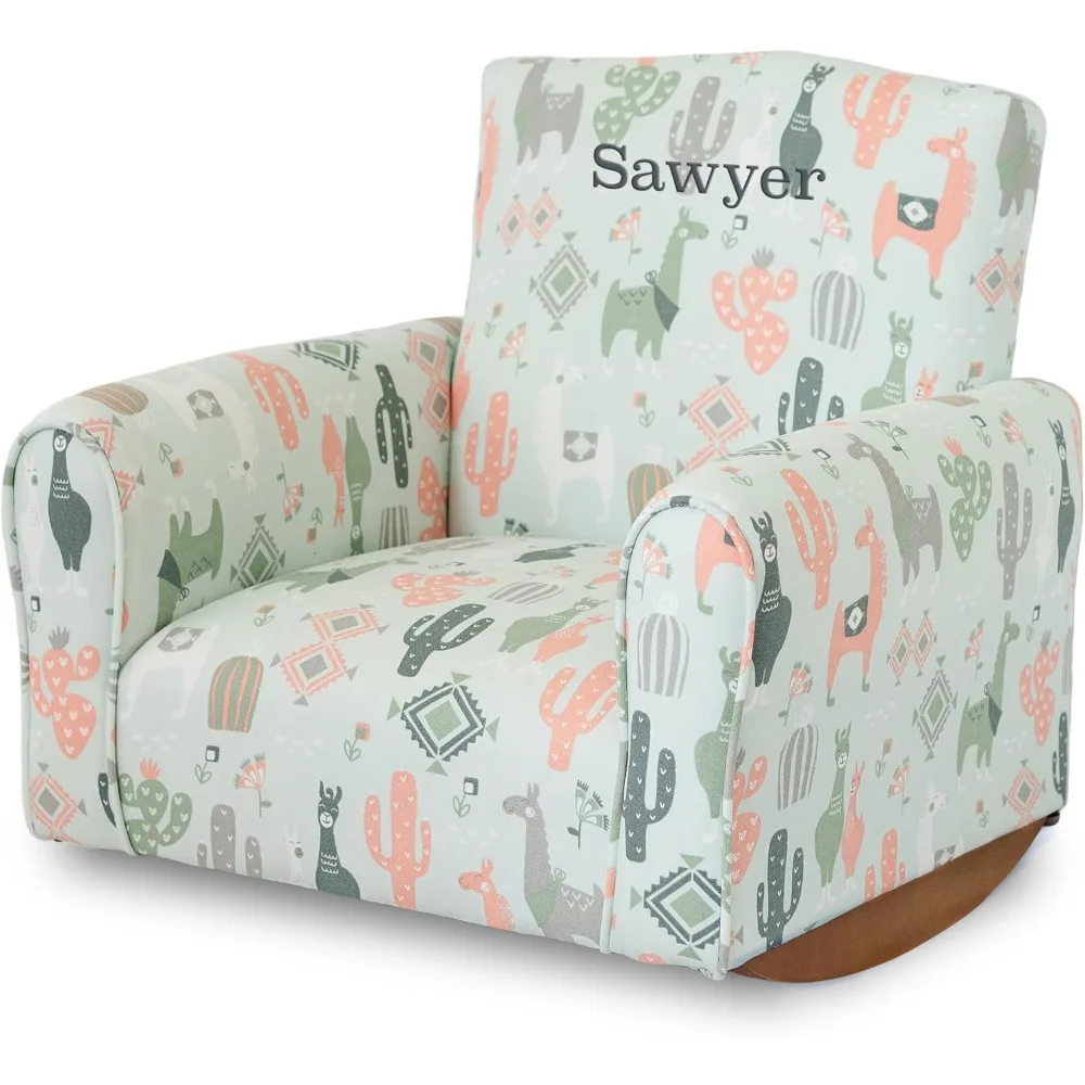 كرسي بذراعين مخصص للأطفال الصغار، كرسي هزاز منجد للأطفال مع تخصيص، كرسي أطفال مع اسم شخصي، مريح