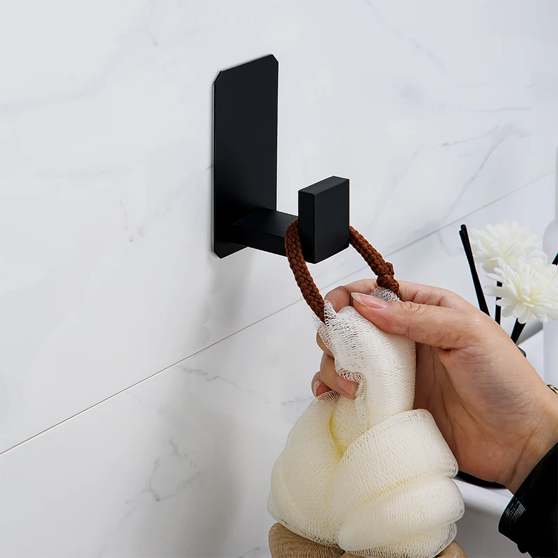 YCRAYS Black No Drilling Bath Hardware Sets Toilet Paper Holder Towel Rack Bar Rail Robe Hook For Bathroom Products Accessories