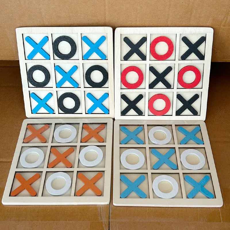 

5 Pcs Wooden Board Games Desk Toys Classical Family Children Kids Tic Tac Toe Educational Toy