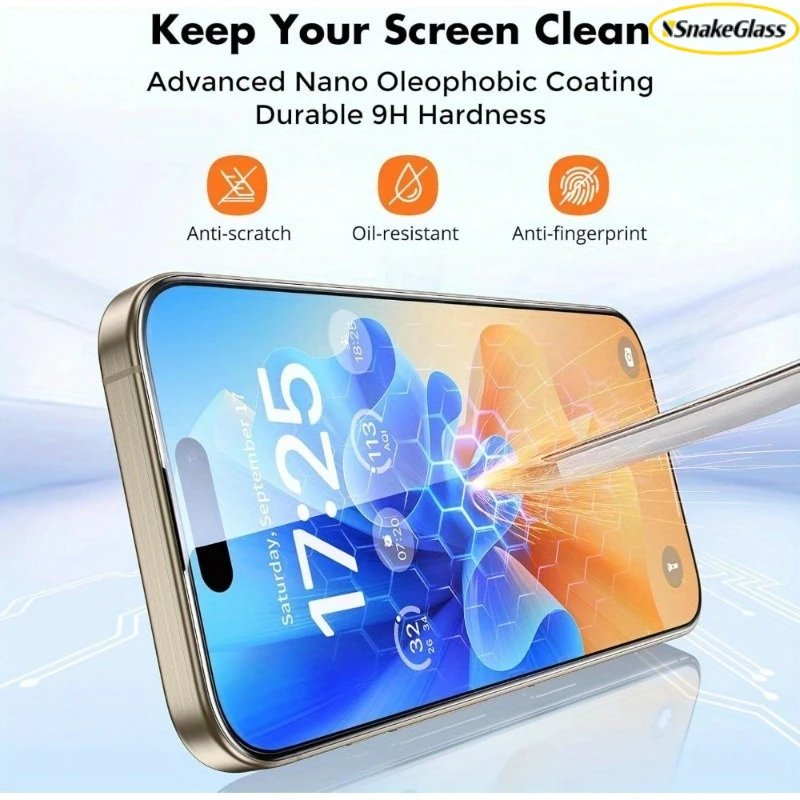 3er-Set Einfach zu Installierende HD-Displayschutzfolie für iPhone 17 Pro Max Air 17E 16 15 14 13 12 11 XS XR 8 7 Glatte HD-Folie Kratzfest – Detail 5