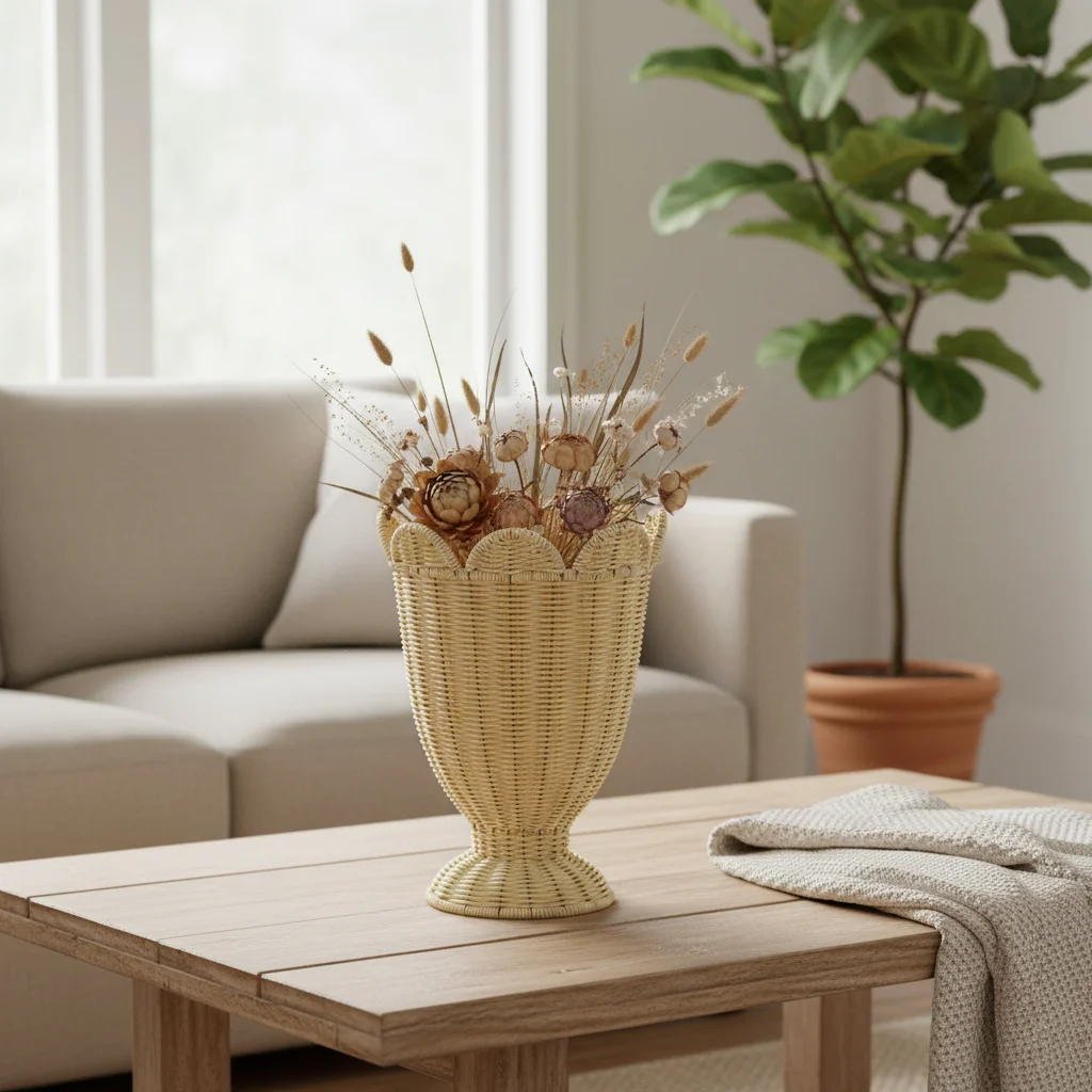 rattan-style-flower-basket-decorative-vase-for-home-decoration-plastic-wicker-indoor-use
