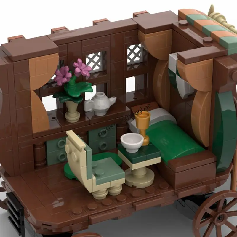 Novo 896 pçs moc europeu medieval vista de rua vagão casa castelo modelo blocos de construção diy ideias criativas crianças brinquedos presente aniversário