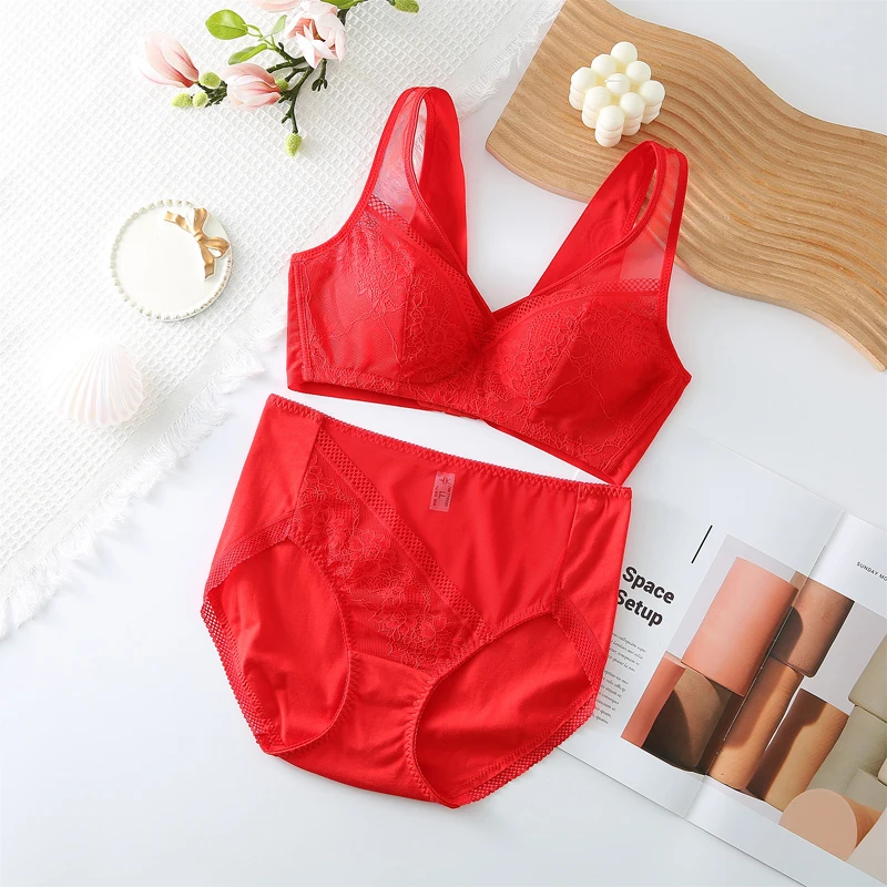 

Underwear Set Women Lace Panties Bra Set Bra Plus Size Comfortable Lingerie Suit Top And Panties Set