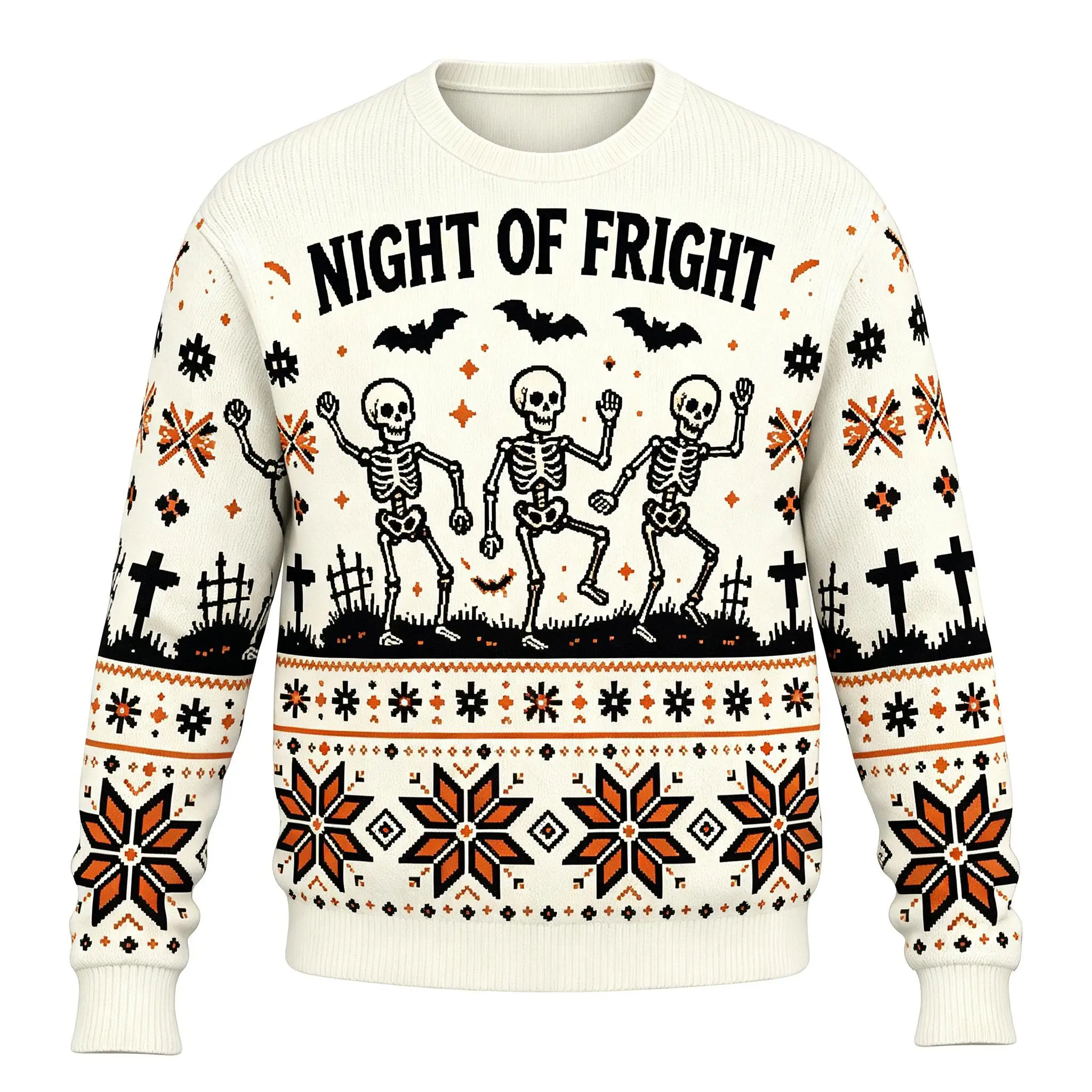 Funny Halloween Ugly Sweater Skeleton Pumpkin 3D Print Round Neck Pullover Men's And Women's Autumn Winter Party Sweatshirt Gift