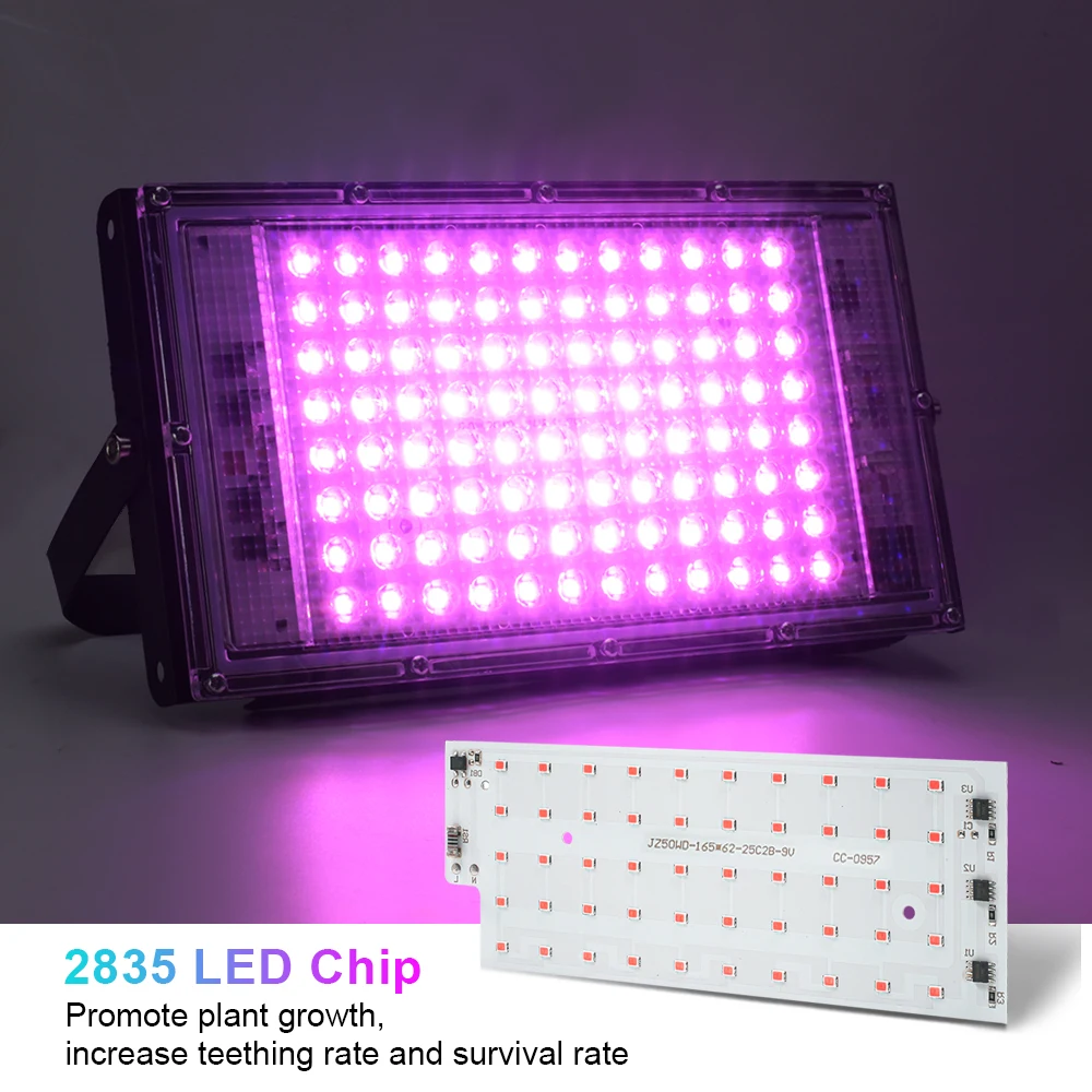 LED Grow Light 50W 100W 220V With EU Plug Led Full Spectrum Grow lamps For Greenhouse Hydroponic LED Floodlight