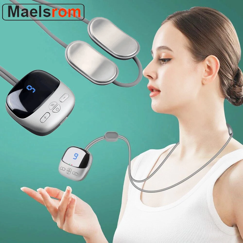 Smart Hanging Neck Massager With Electric EMS & TENS Pulse Necklace Cervical Protector Hot Compress Relax Shoulder Relieve Pain