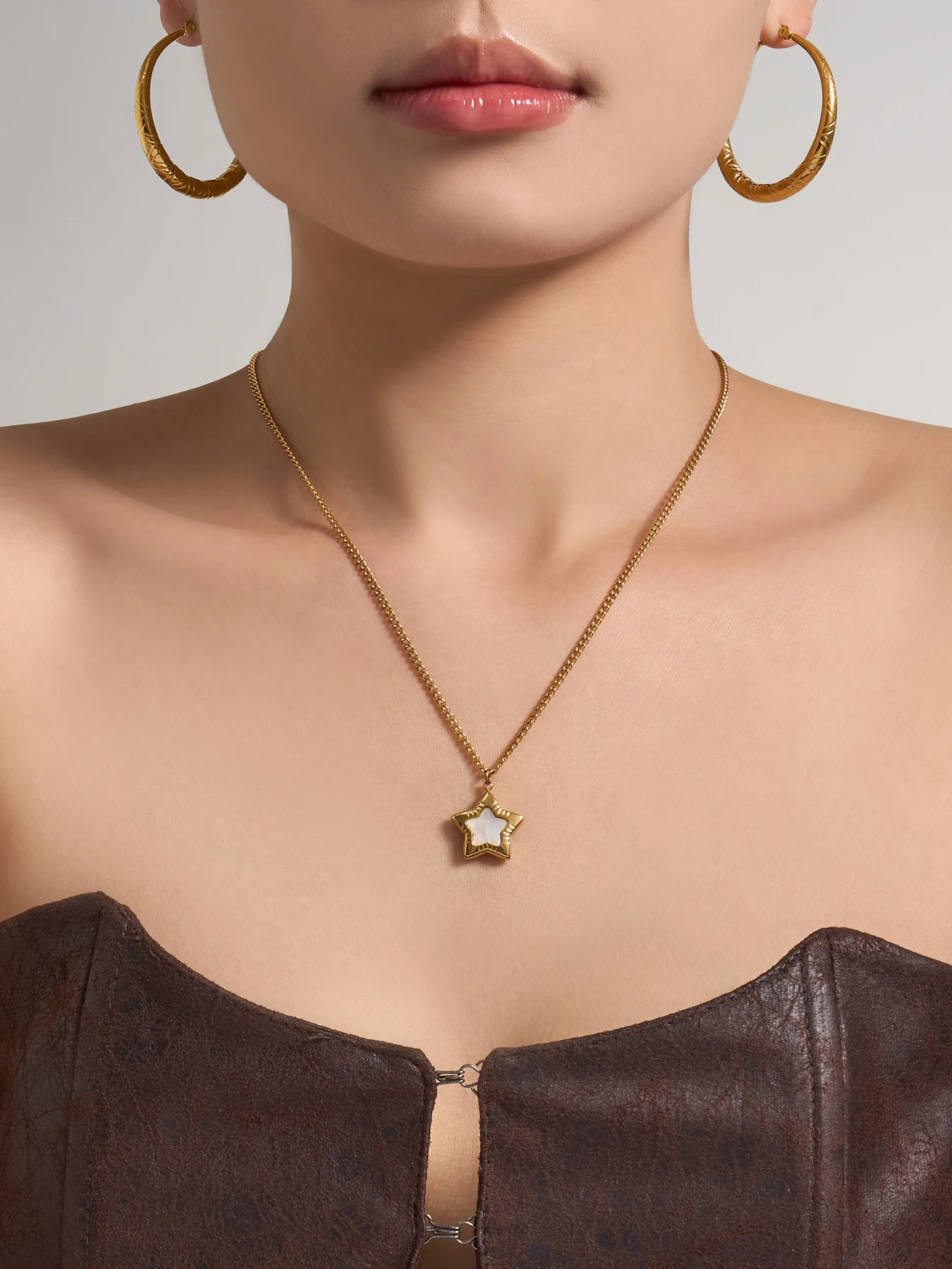 Riesenrad Pentagramm Geometrischer Anhänger Damen-Halsketten Edelstahl Charm Choker für Frauen Bankett-Schmuck Großhandel – Detail 2