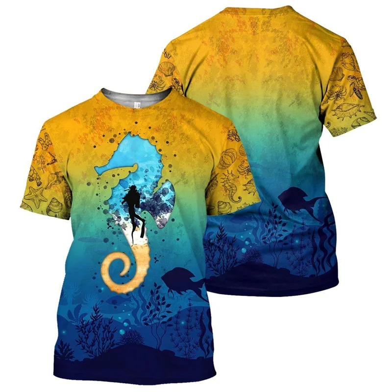 New Summer 3D Fashion Sports Scuba Driving Printed T Shirt Fitness Lover T-shirts For Men Children Cool Streetwear Short Sleeves