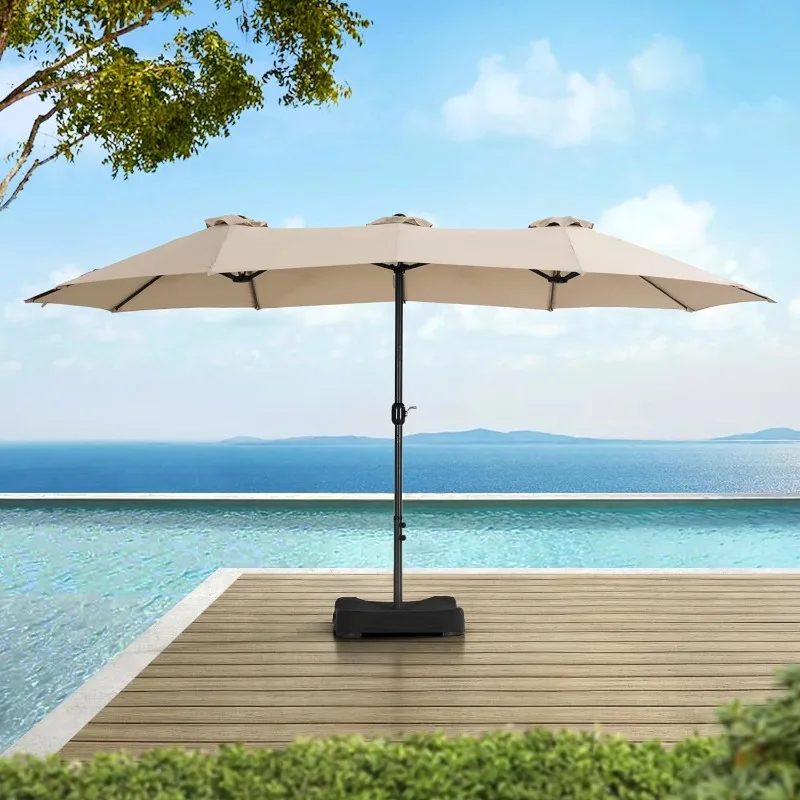 Triple Canopy Umbrella,Beige, with Base