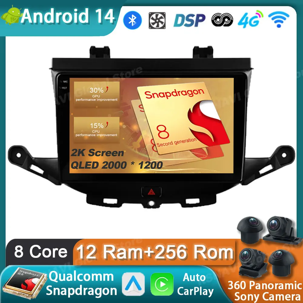 

Car Radio Android 14 For Opel Astra K 2015 - 2022 GPS Carplay Multimedia Player Navigation Stereo DSP BT Head Unit DVD Audio RDS