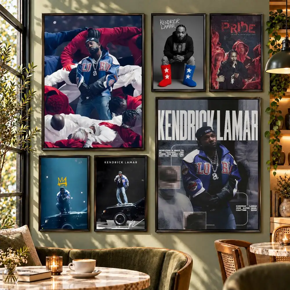 Rapper Kendrick Lamar Compton Hip Hop Poster HD Self Adhesive Wall Decor for Bedroom Dorm Room Office Gaming Room Gift