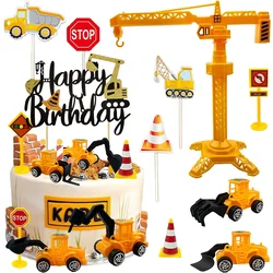 Construction Cake Toppers Vehicles Decoration Truck Excavator Cupcake Topper For Kids Construction Theme Birthday Party Supplies