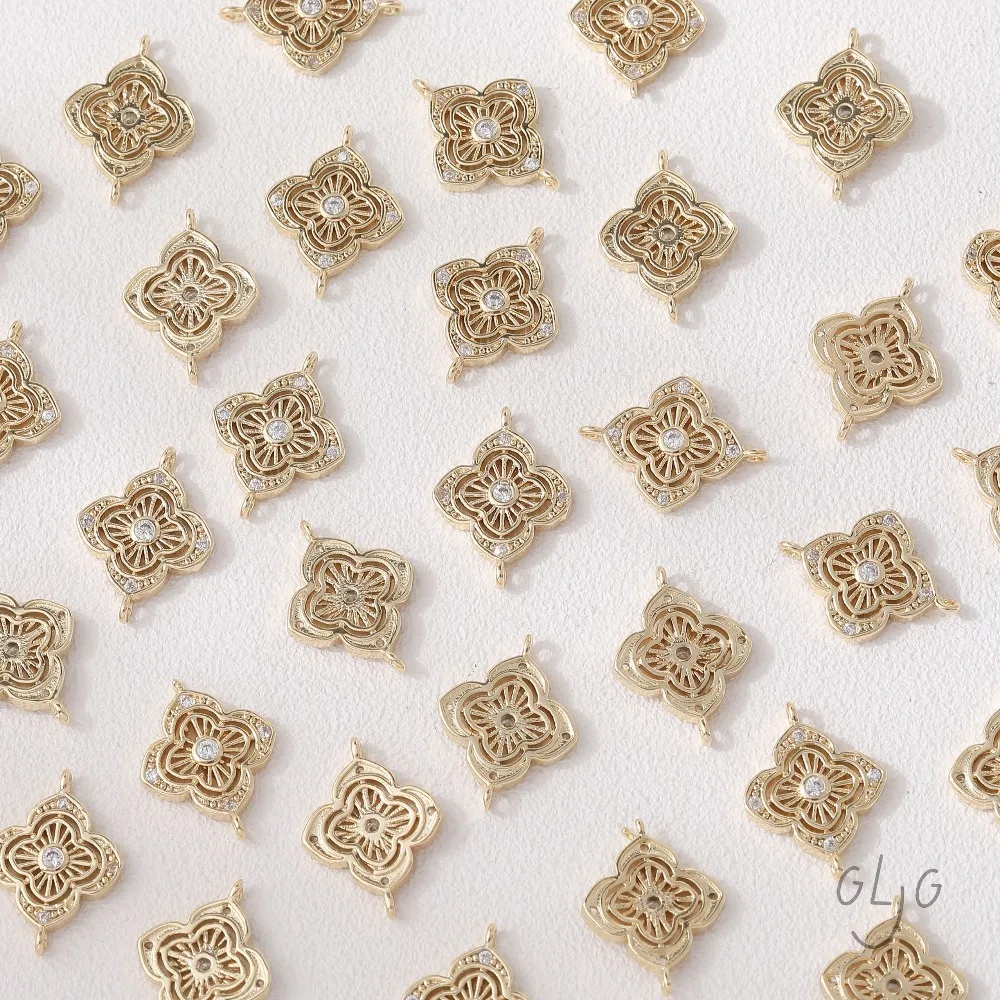 6 قطعة قلادة سوار صنع لمكونات نتائج المجوهرات DIY اليدوية 14K مطلية بالذهب النحاس الملحقات