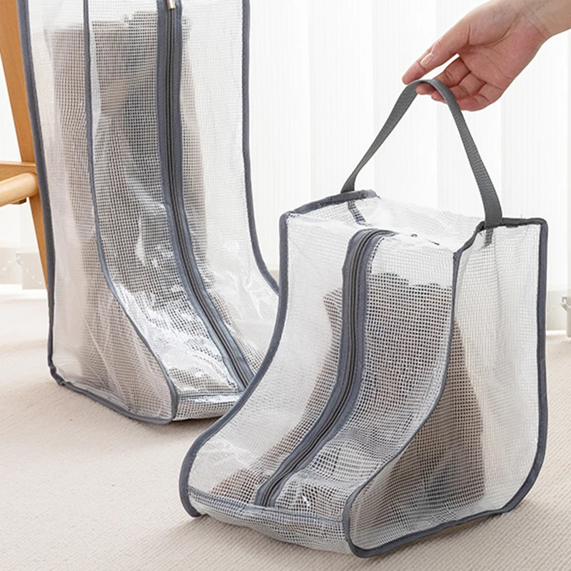 boot storage bag Waterproof dustproof transparent Shoes protection bag Zippered portable boots pocket Household travel storage