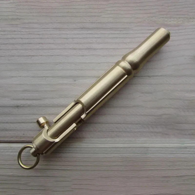 High Quality CNC Machined Soild Brass Material Outdoor EDC Tool Tactical Bolt Ball Pen Japanese Hidetoshi Nakayama Style Vintage