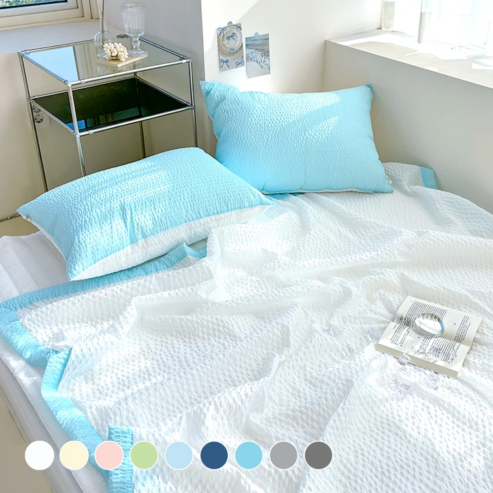 Lucidsleep Cool and Fluffy Ocean Seersucker Colcha única de verão SS/Q 10 cores