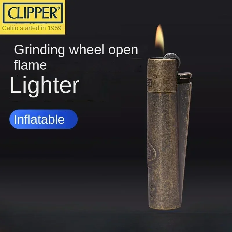 New CLIPPER Retro Vintage Spade A Gear Pulley Metal Grinding Wheel Lighter Inflatable Old-fashioned Flint Lighter Tool（No Gas）