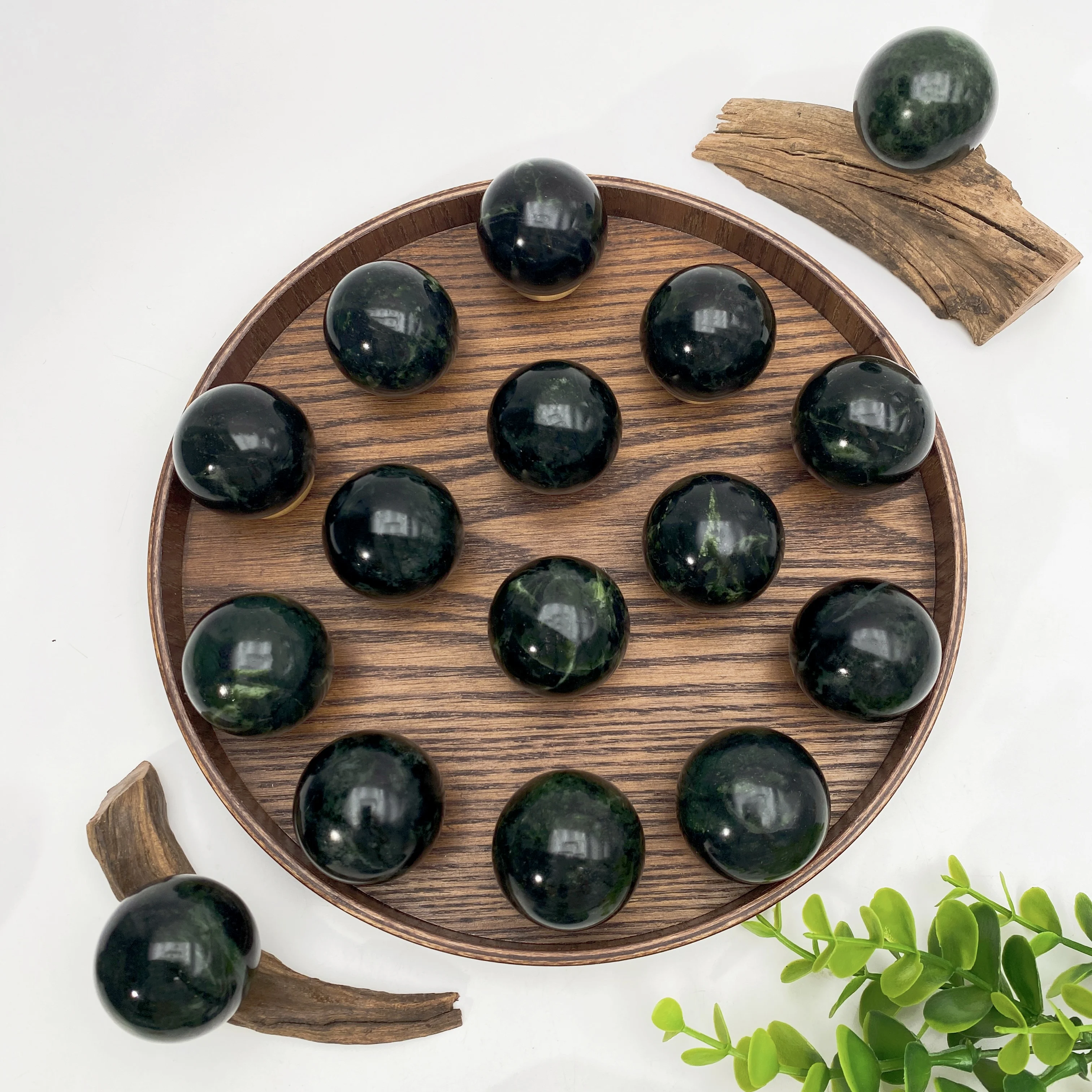 1PC Natural Crystal Tibetan Serpentine Jade Ball,for Christmas,Easter,Halloween,Graduation Gift,Home Decor,Festival Decoration