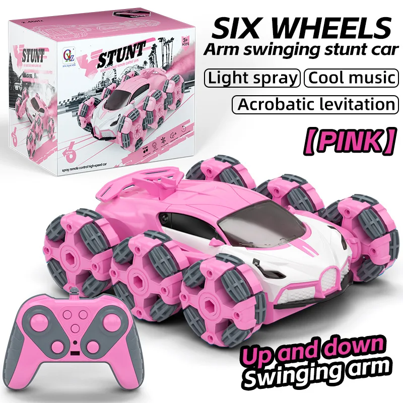 Bujadi six-wheel spray swing arm stunt car children's deformation remote control car toy drift climbing car