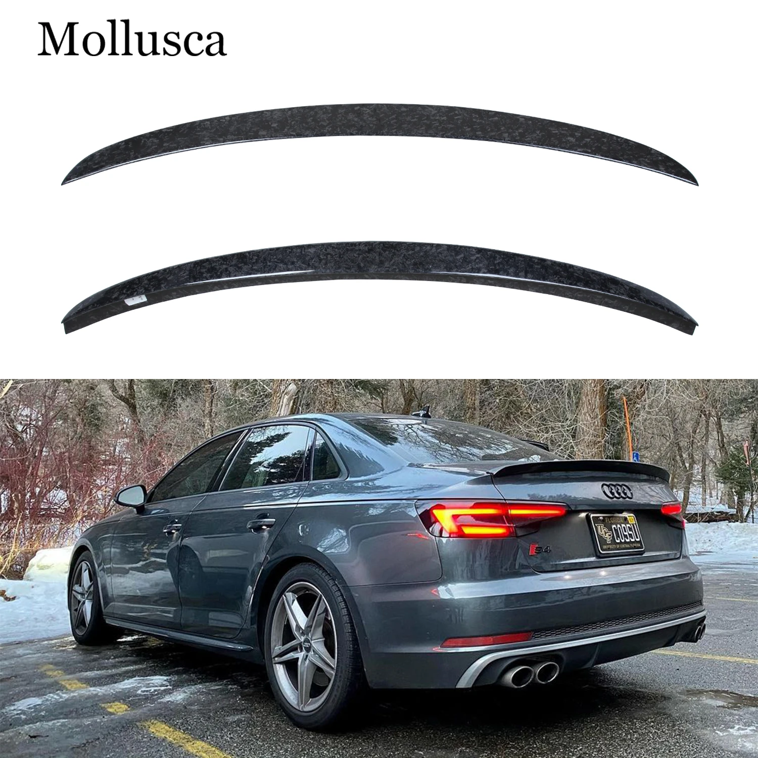 

For AUDI A4 S4 B9 B9.5 Sedan S Style Forged Carbon Fiber Rear Spoiler Trunk Wing 2016-2023