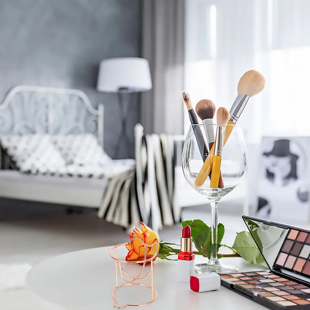 Roosgouden make-up spons houder, metalen kattenvormige droogstandaard voor puff-opslag, display en organizer