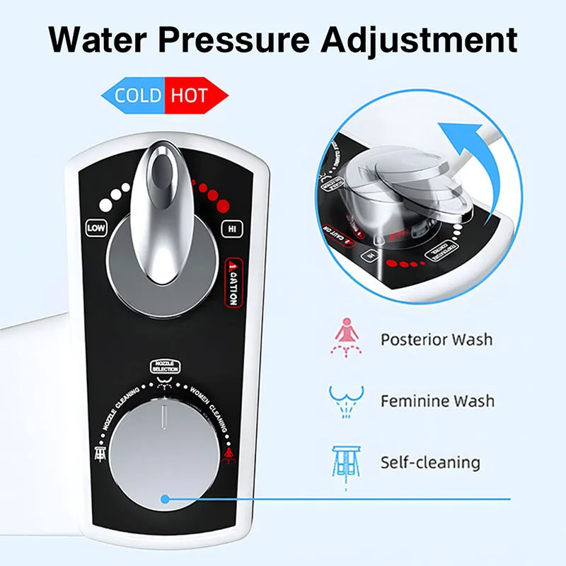 Feminines Waschgerät, einstellbarer Wasserdruck, Gesäßreinigung, einfach zu installierendes Bidet für Toilette zu Hause, ultradünner Toilettensitz