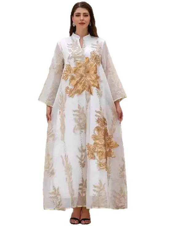 

Embroidered Dress Luxurious Spellbinding Evening Dress Modest Elegant Embroidered Dress Exquisitely Ramadan Kaftan Gown