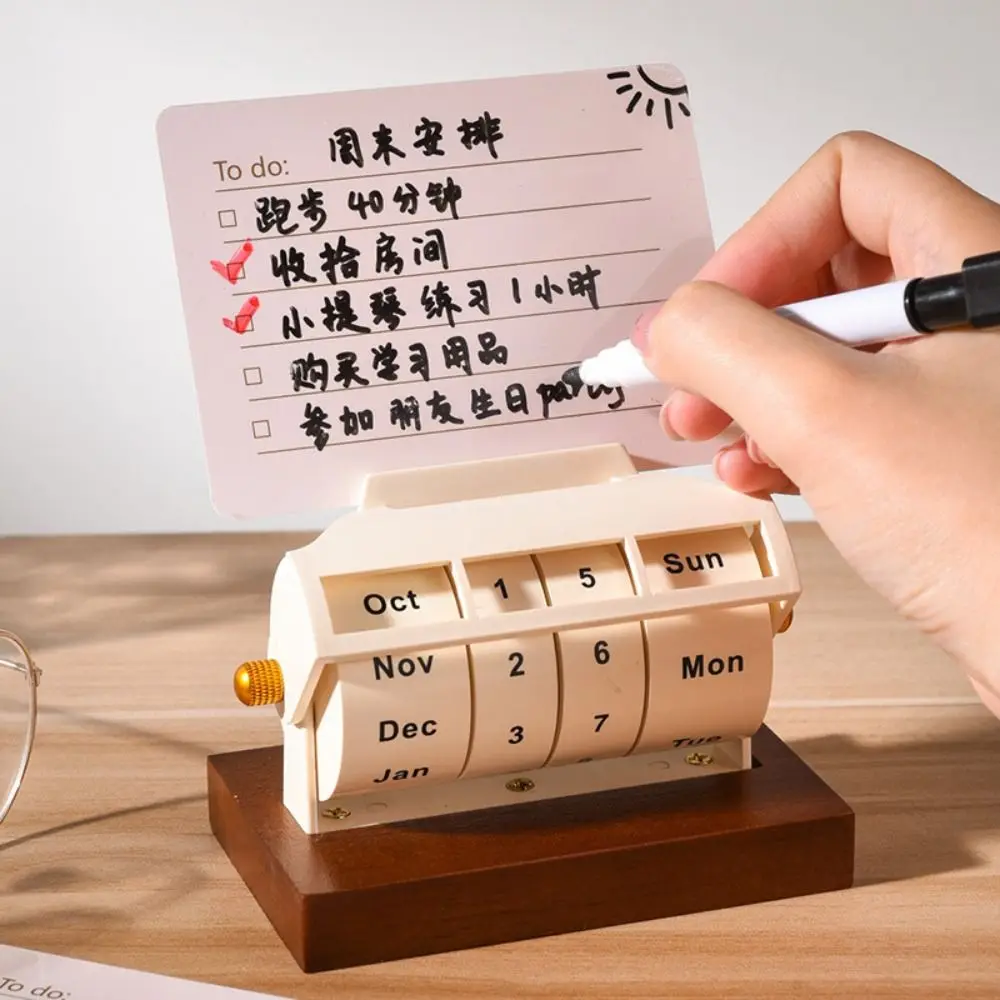 Miniature Art Ornament Perpetual Date Calendar Schedule Reminder Desktop Ornaments Rotating Desk Calendar Adjustable